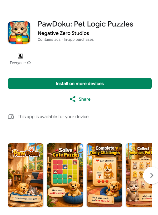PawDoku store showcase screenshot